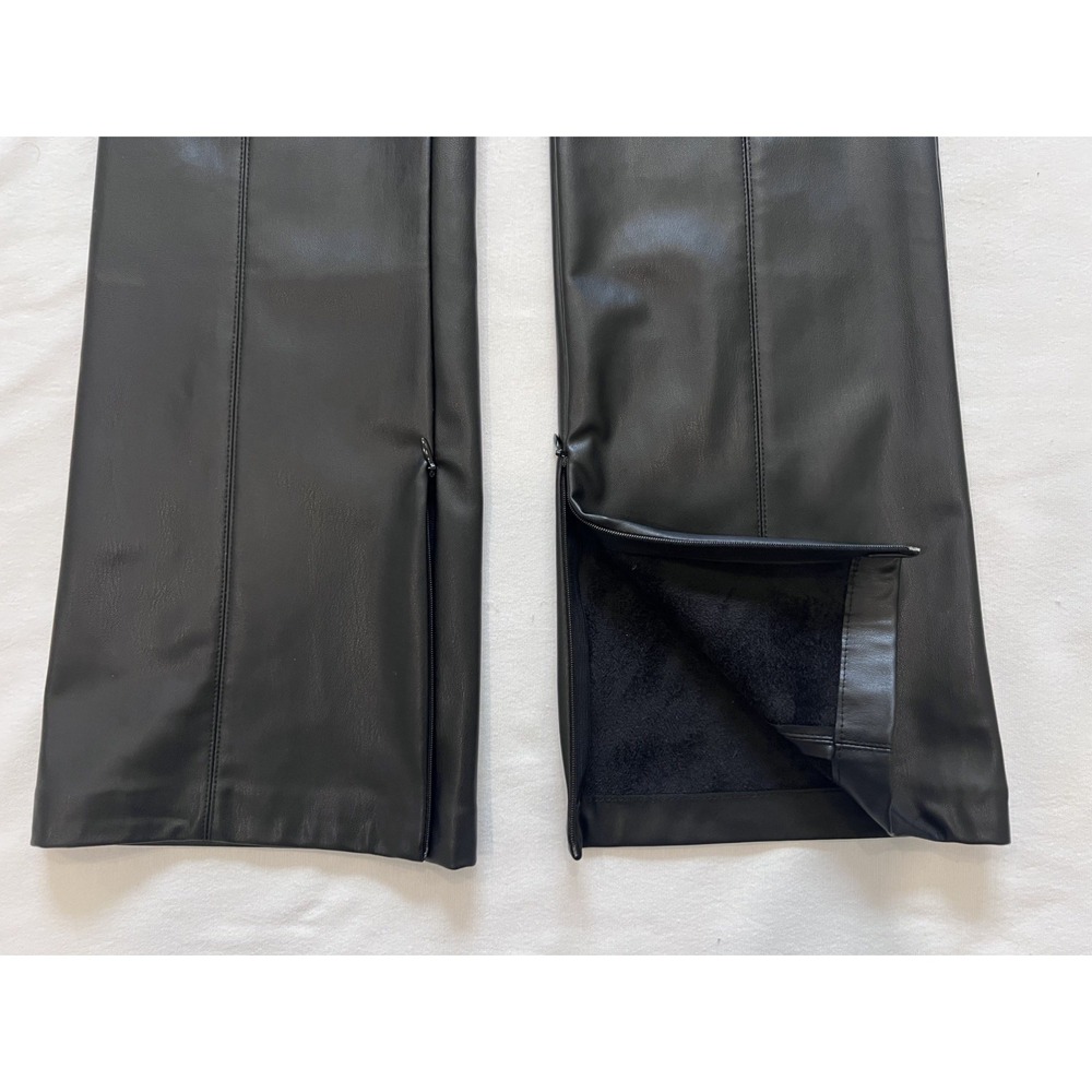 Zara Women's Black Faux Leather High Waisted Ankle Zip Pants Size Small - Picture 4 of 8